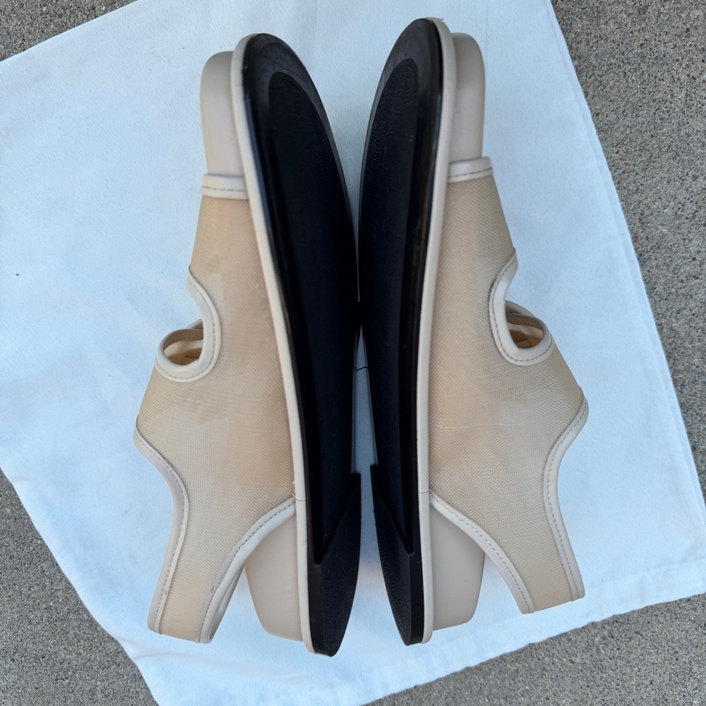 Zara Womens Open Toe Mesh Double Buckle Slingback Sandals Beige Size 37 Flat Dad - Picture 13 of 14